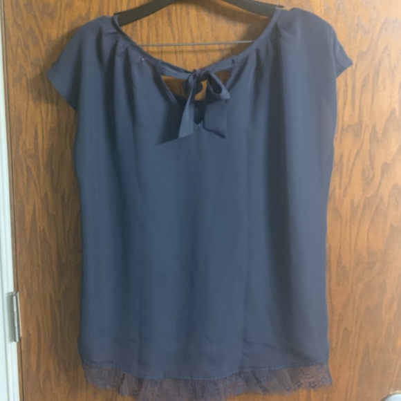 NWOT Lauren Conrad Navy Blue Blouse - Picture 3 of 4